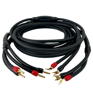 Transparent MusicWave Speaker Cable — 12ft, Banana to Spade