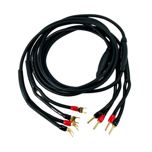 Transparent Wave Speaker Cables — 8ft Pair, Banana to Spade, Gen 6