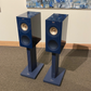 KEF R3 Meta Standmount Speakers — Indigo Blue, with Stands