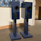 KEF R3 Meta Standmount Speakers — Indigo Blue, with Stands